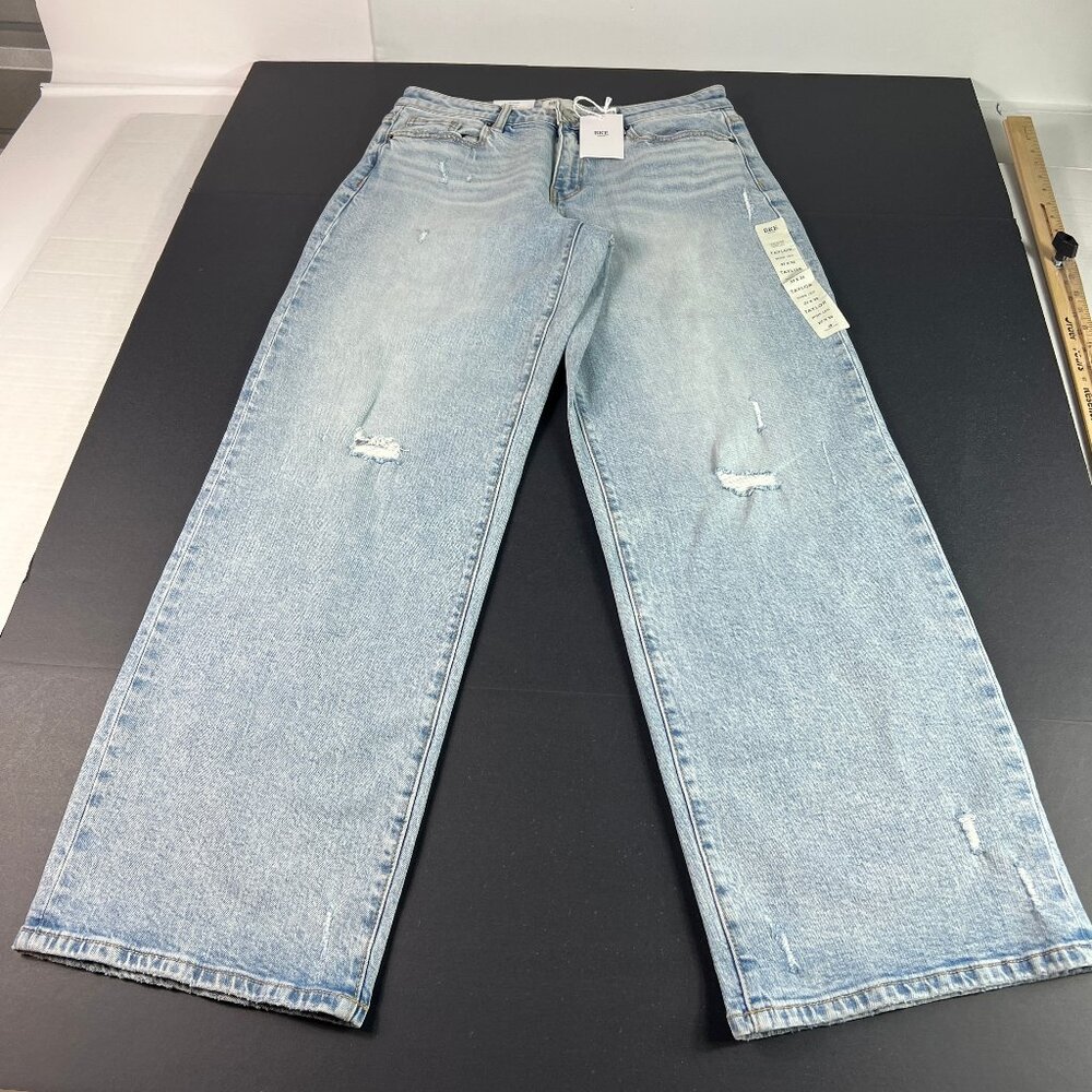 BKE Jeans Women 31x31* Taylor Low Sung Baggy Wide Leg Light Blue Denim Tag 27x32